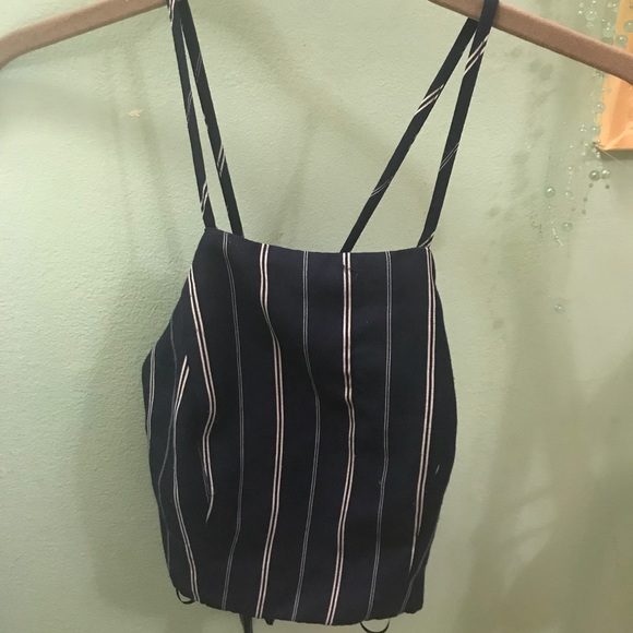 Windsor Navy Crop Top With White Stripes - Picture 1 of 5